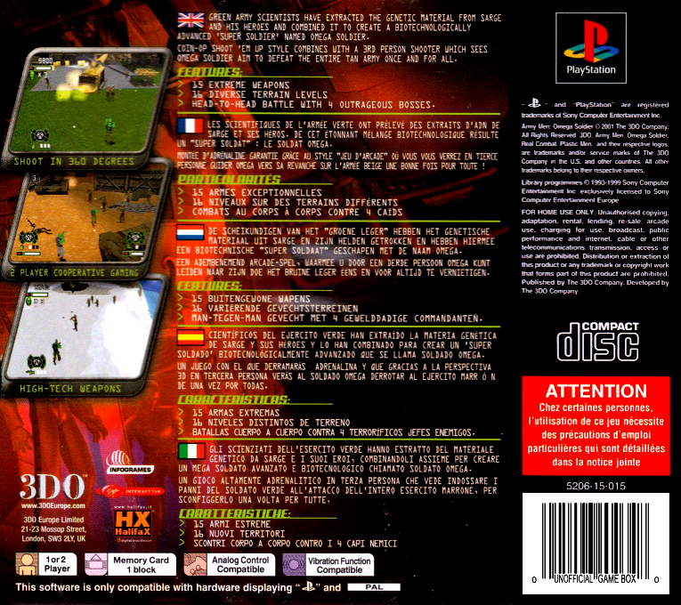 Army Men : Omega Soldier — Box back