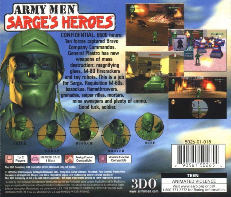 Army Men : Sarge's Heroes — Box back