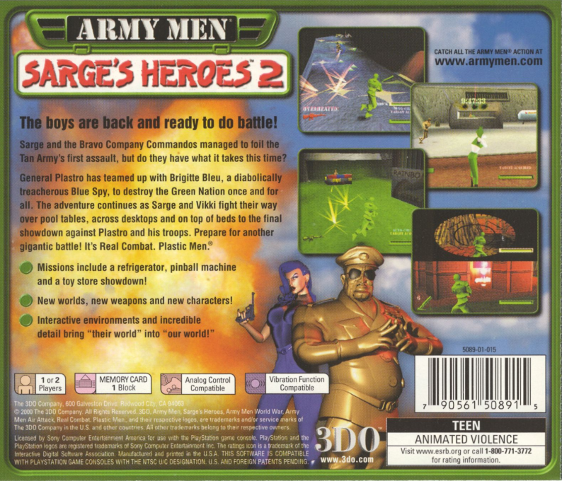 Army Men : Sarge's Heroes 2 — Box back