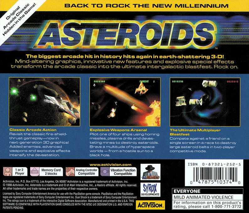 Asteroids — Box back