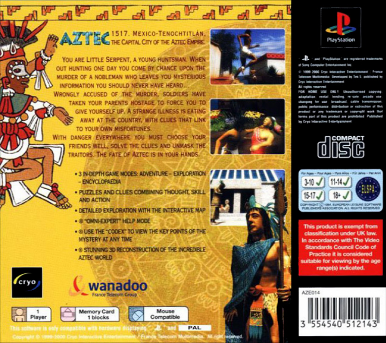 Aztec : The Curse in the Heart of the City of Gold — Box back