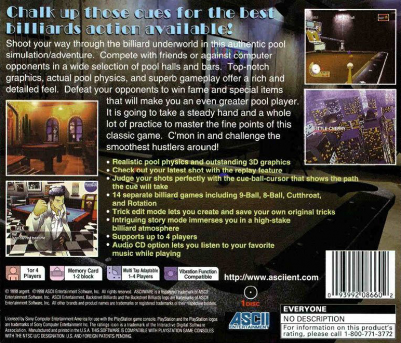 Backstreet Billiards — Box back