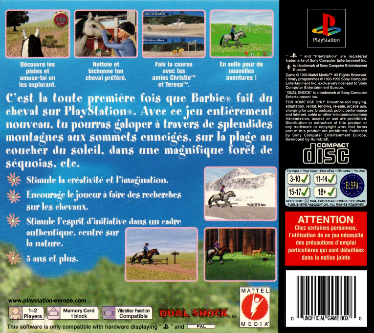 Barbie : Aventure Equestre — Box back