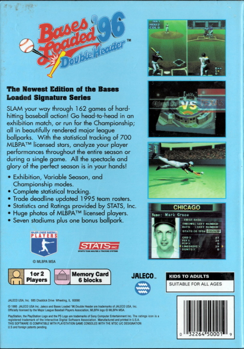 Bases Loaded '96 : Double Header — Box back