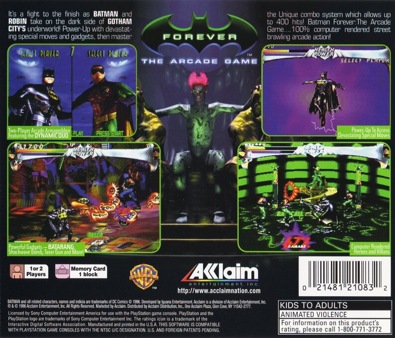 Batman Forever : The Arcade Game — Box back