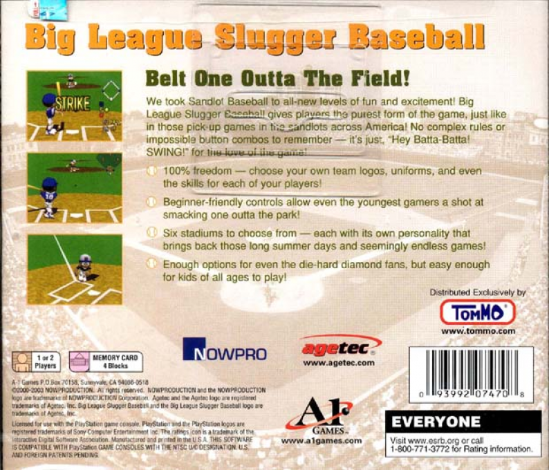 Big League Slugger Baseball — Box back