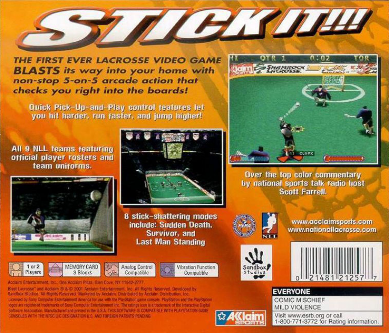 Blast Lacrosse — Box back