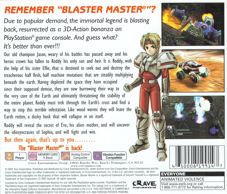 Blaster Master : Blasting Again — Box back