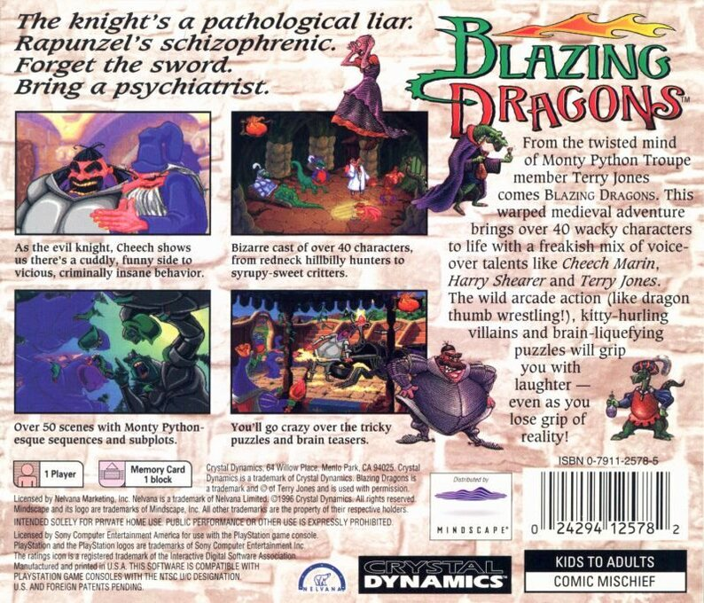 Blazing Dragons — Box back