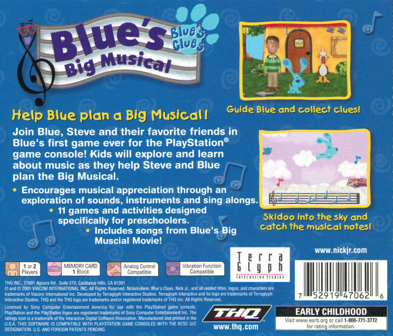 Blue's Clues : Blue's Big Musical — Box back