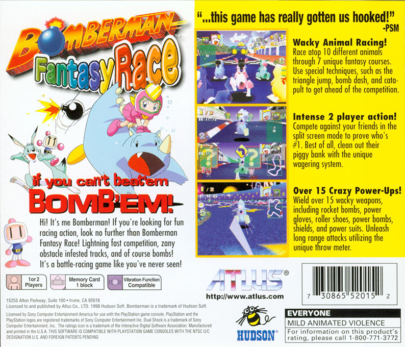 Bomberman Fantasy Race — Box back