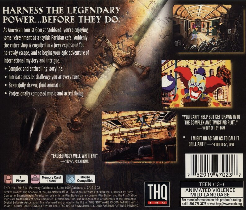 Broken Sword : The Shadow of the Templars — Box back