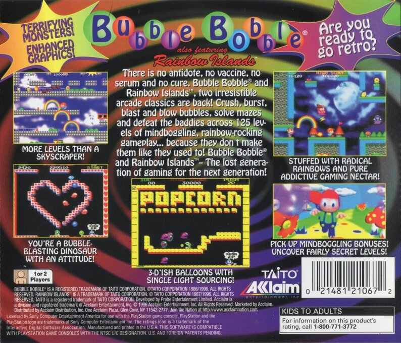 Bubble Bobble also featuring Rainbow Islands — Box back