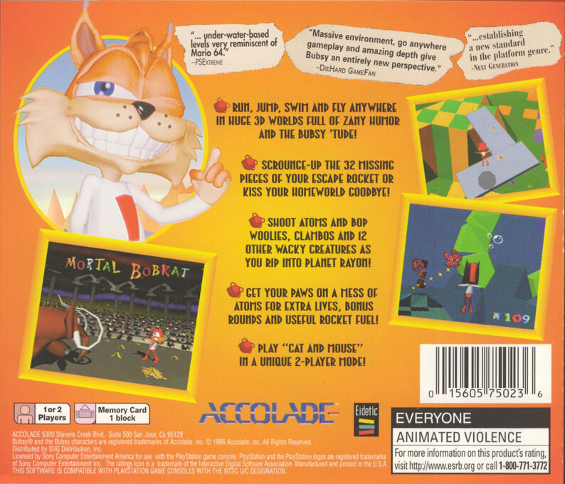 Bubsy 3D : Furbitten Planet — Box back