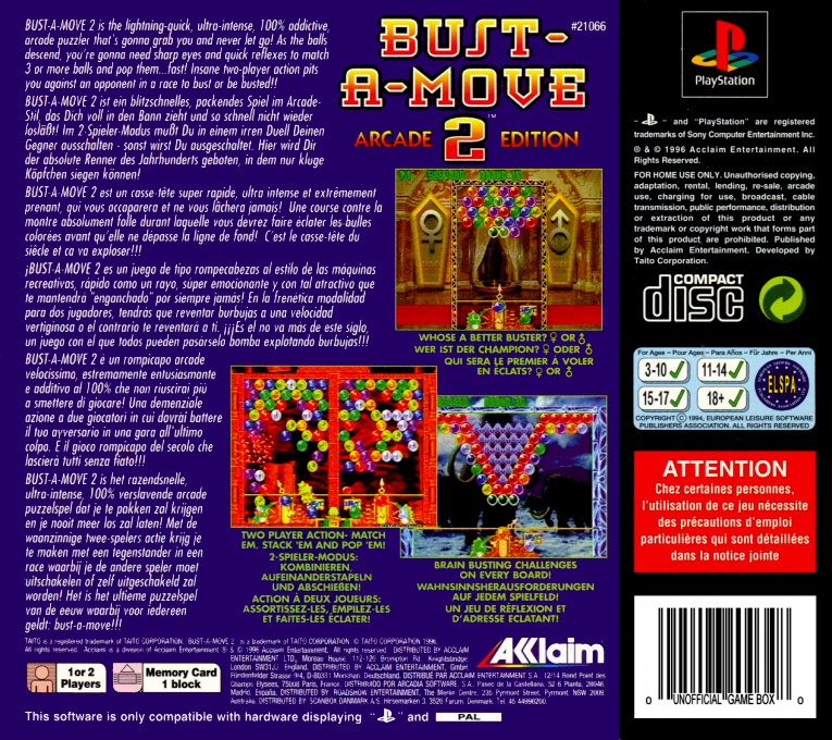 Bust-A-Move 2 : Arcade Edition — Box back
