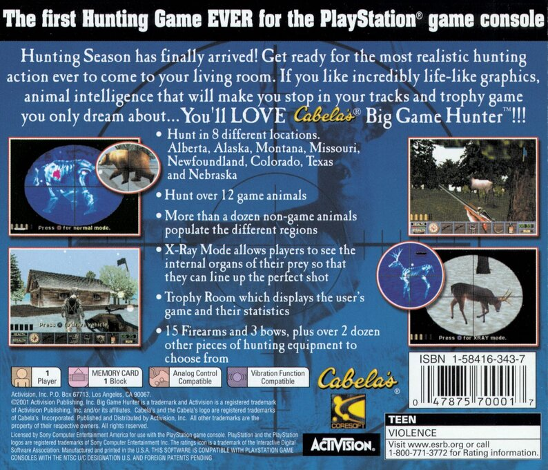 Cabela's Big Game Hunter : Ultimate Challenge — Box back