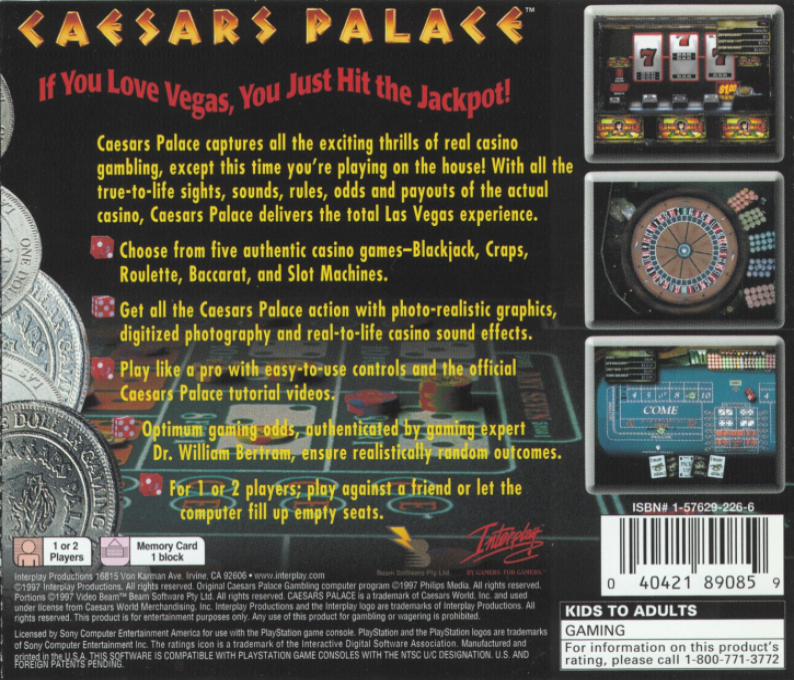 Caesars Palace — Box back