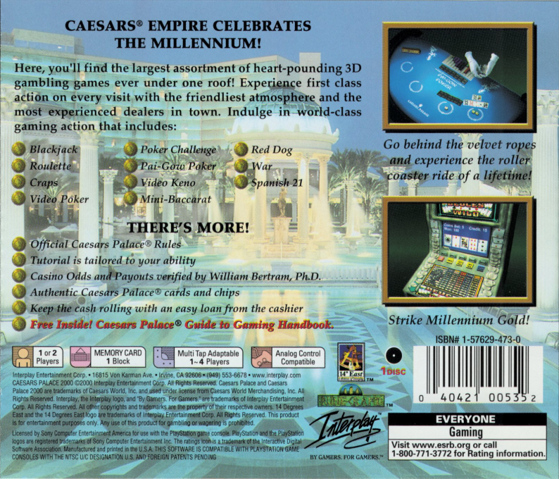 Caesars Palace 2000 : Millennium Gold Edition — Box back