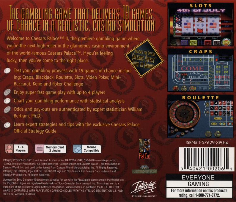 Caesars Palace II — Box back