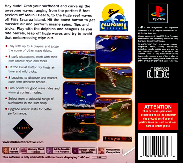 California Surfing — Box back