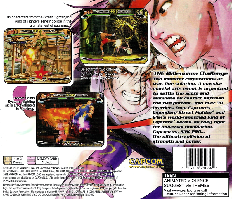 Capcom vs. SNK Pro — Box back