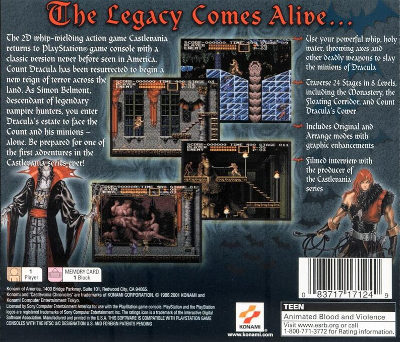 Castlevania Chronicles — Box back