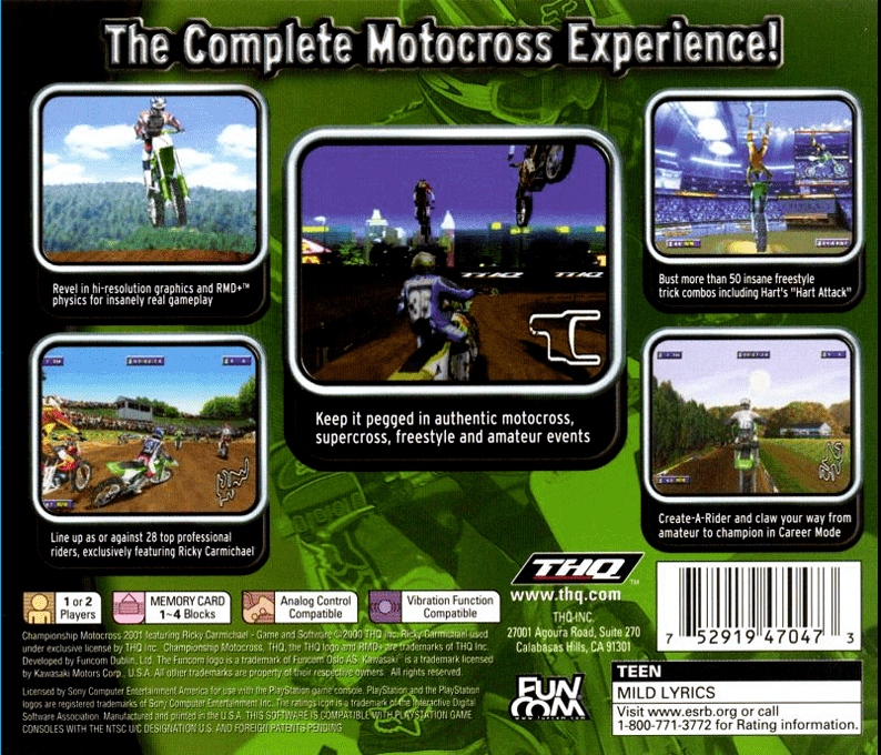 Championship Motocross 2001 featuring Ricky Carmichael — Box back