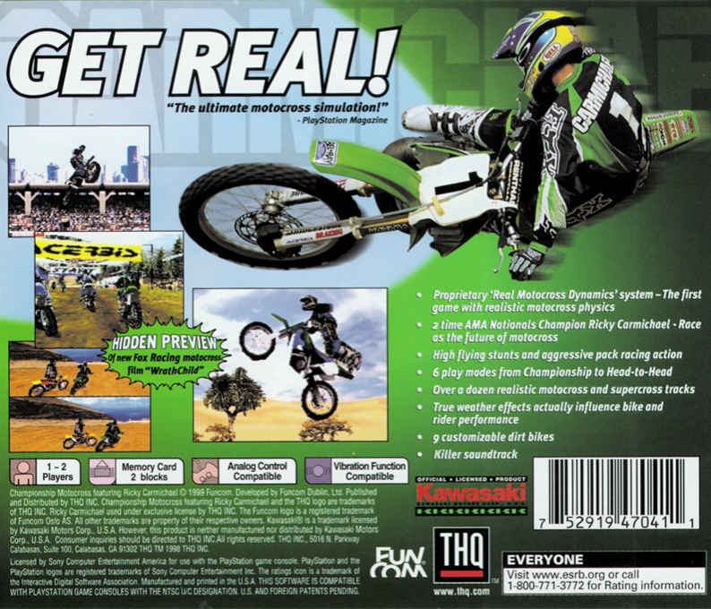 Championship Motocross featuring Ricky Carmichael — Box back