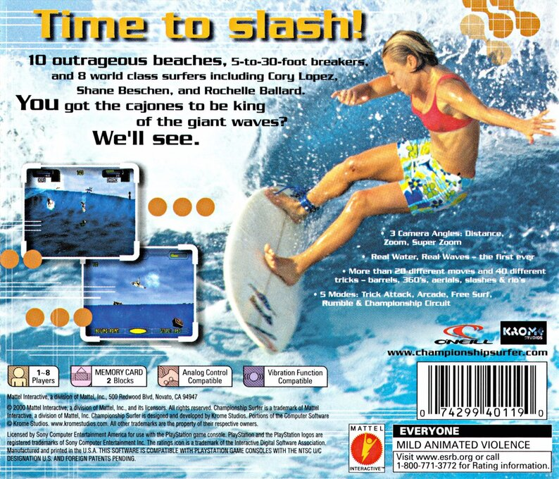 Championship Surfer — Box back