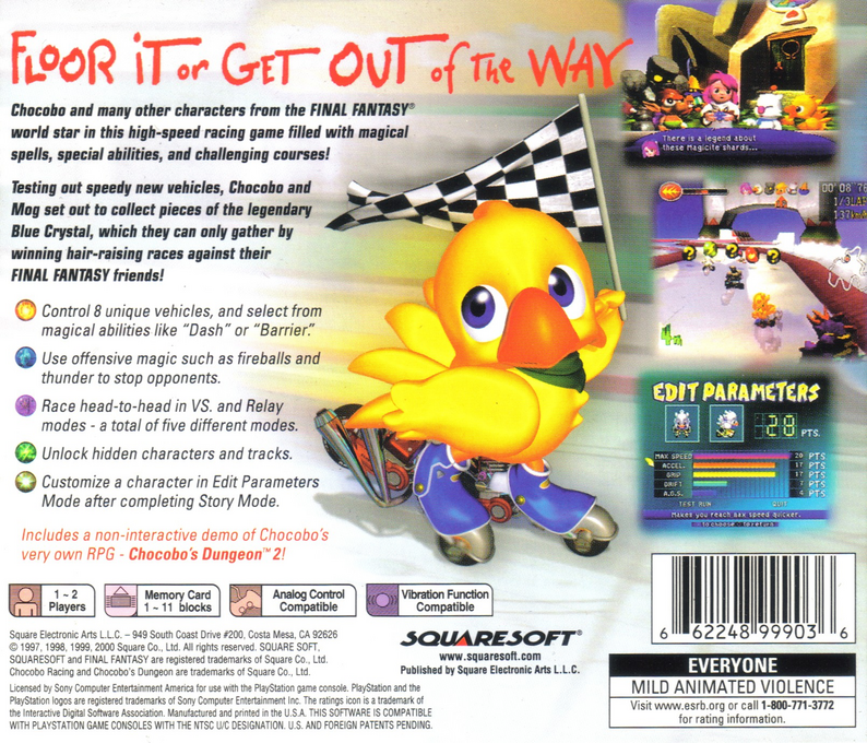 Chocobo Racing — Box back