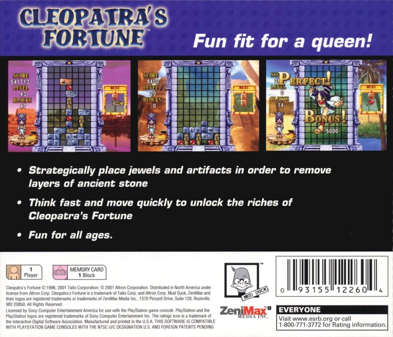 Cleopatra's Fortune — Box back