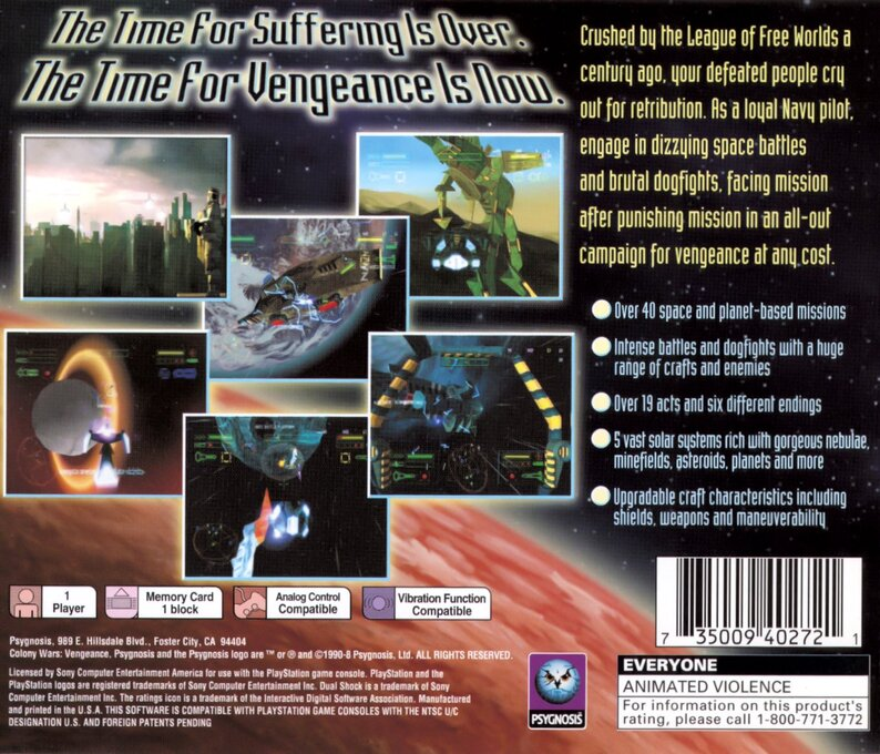 Colony Wars : Vengeance — Box back