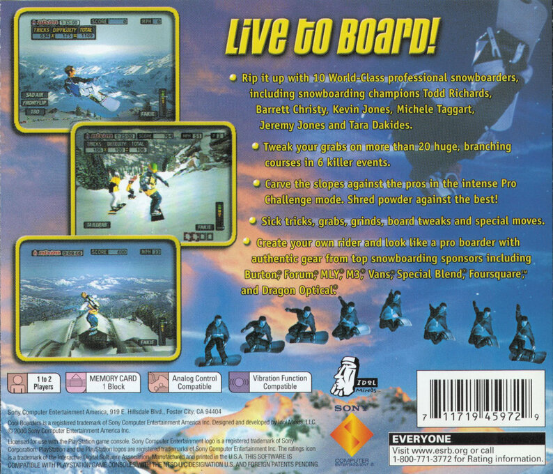 Cool Boarders 2001 — Box back