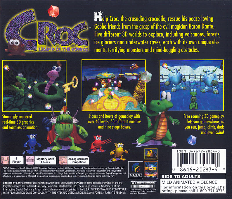 Croc : Legend of the Gobbos — Box back