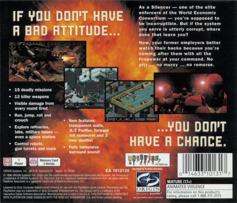 Crusader : No Remorse — Box back