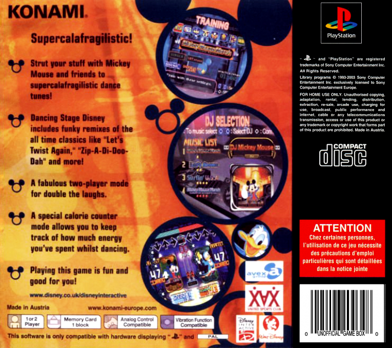 Dancing Stage : Disney Mix — Box back