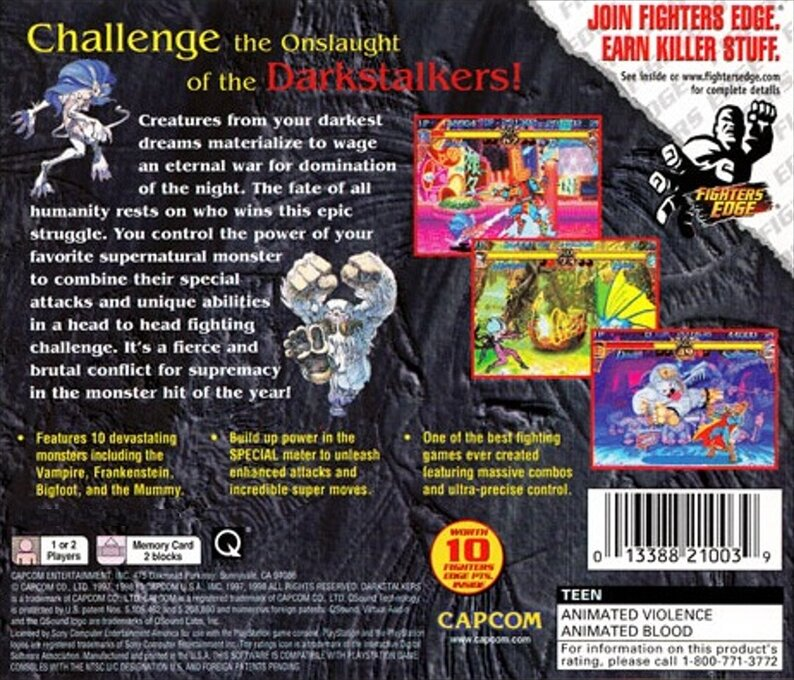 Darkstalkers : The Night Warriors — Box back