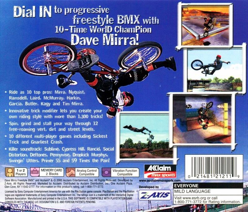 Dave Mirra Freestyle BMX — Box back