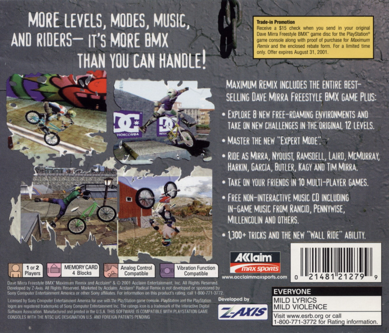 Dave Mirra Freestyle BMX : Maximum Remix — Box back