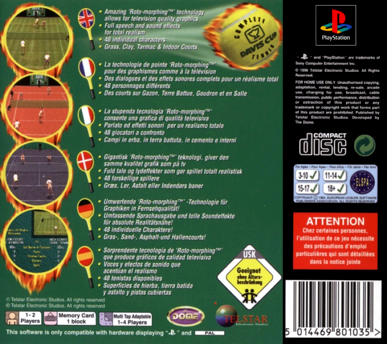 Davis Cup Complete Tennis — Box back