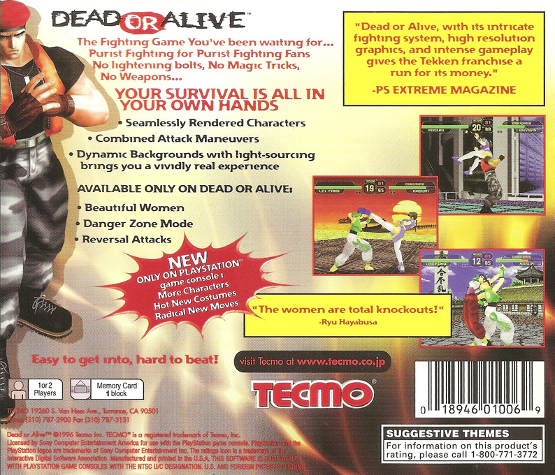 Dead or Alive — Box back