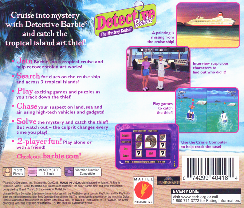 Detective Barbie : The Mystery Cruise — Box back