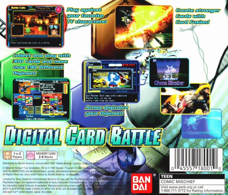 Digimon Digital Card Battle — Box back
