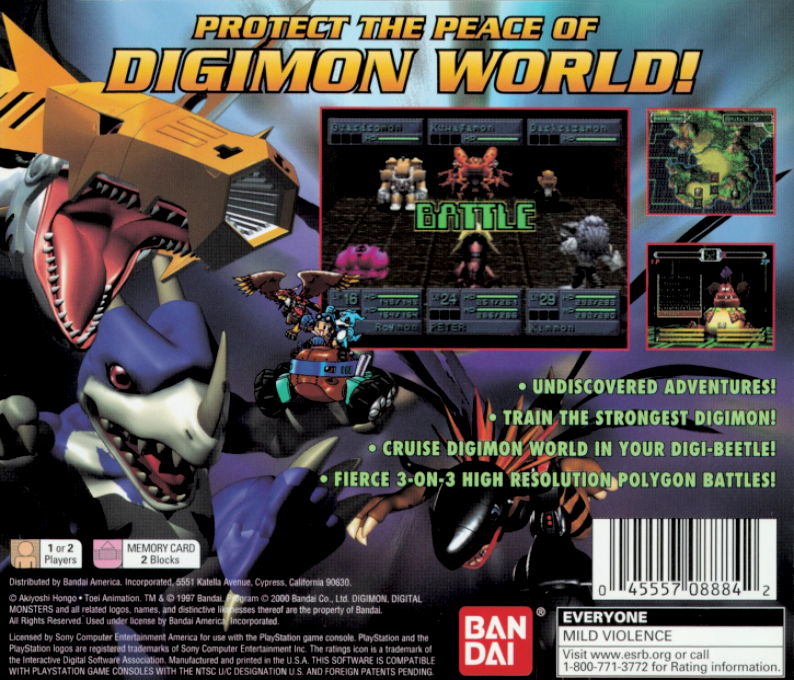 Digimon World 2 — Box back