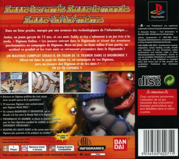Digimon World 2003 — Box back