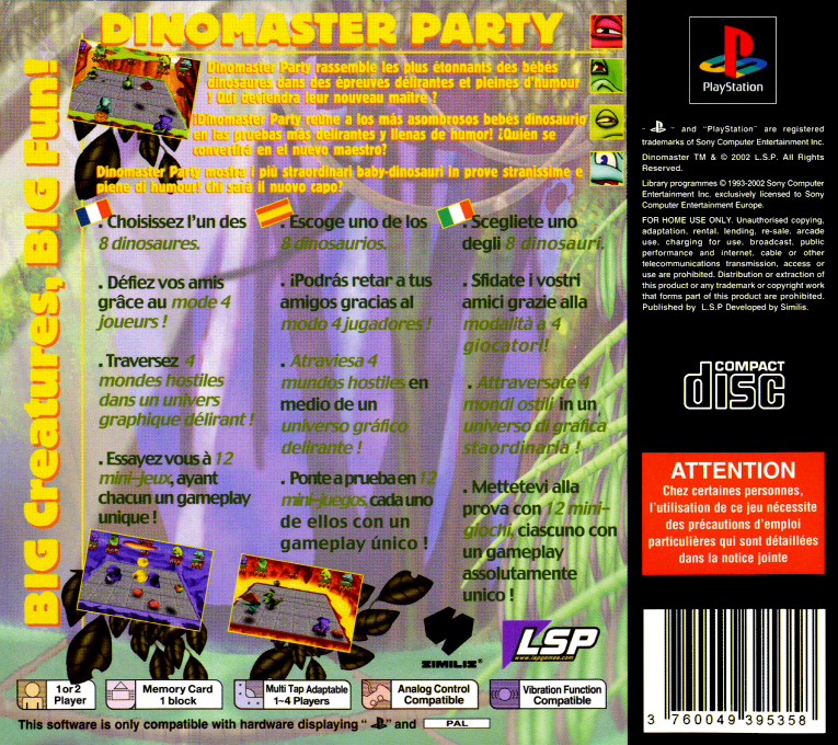 Dinomaster Party — Box back
