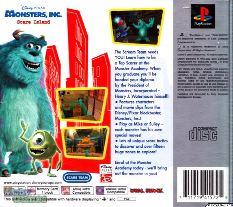 Disney-Pixar Monsters, Inc. : Scare Island — Box back