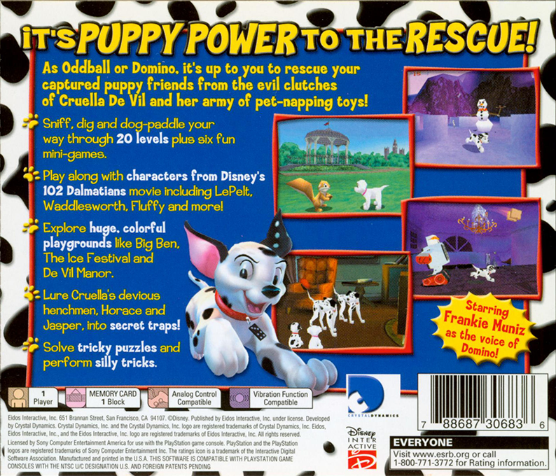 Disney's 102 Dalmatians : Puppies to the Rescue — Box back