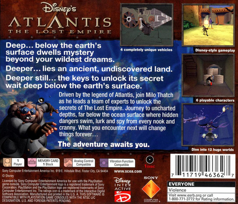 Disney's Atlantis : The Lost Empire — Box back