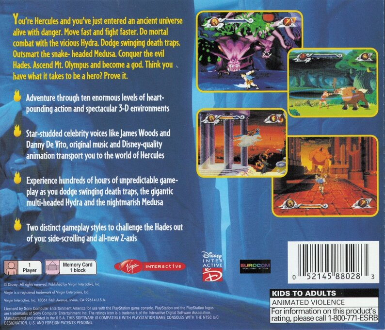 Disney's Hercules Action Game — Box back